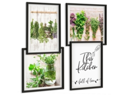 Pinturas Murais Modernas Constelações Espaciais, Sagitário Moldura Preta Quadros Para O Escritório Espelharte (conjunto De 4 Imagens)