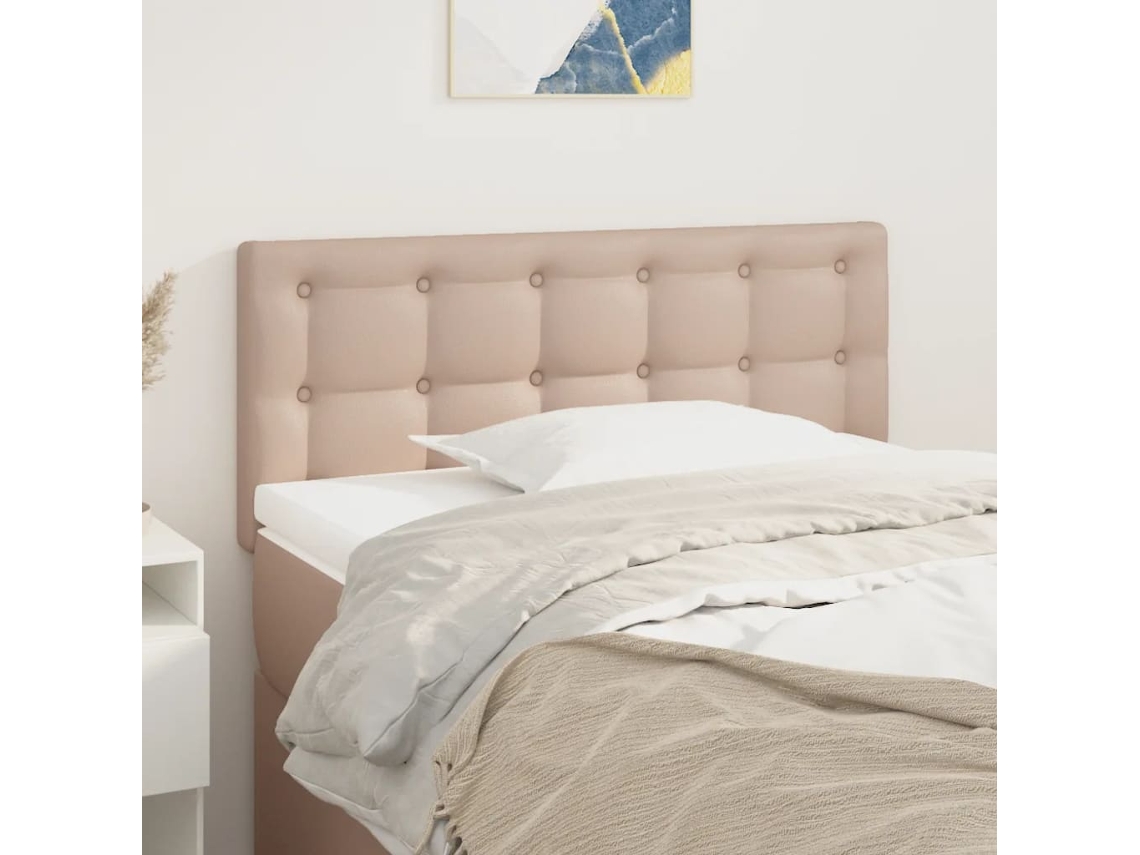Vidaxl Cabeceira De Cama Couro Artificial 80x5x78/88 Cm Cappuccino