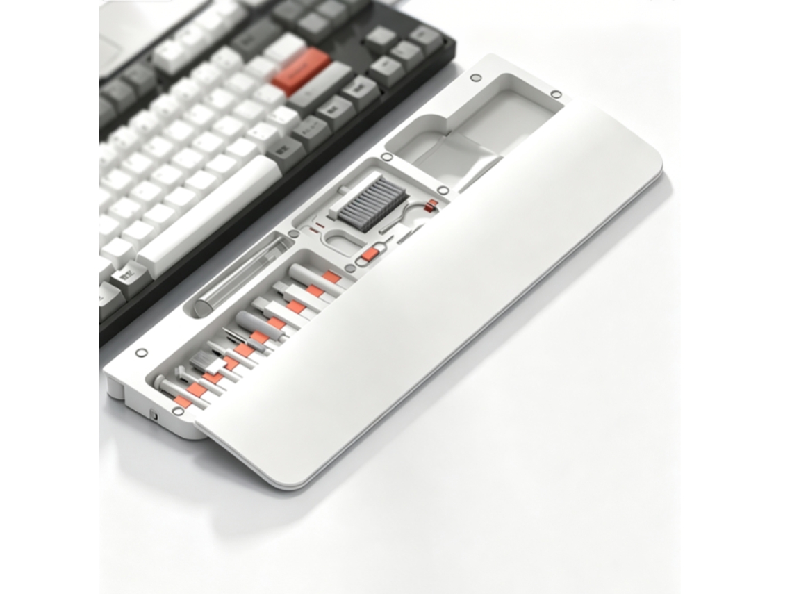 Frasco De Rangement Derramando A Nettoyage Do Clavier, O Outil Da Lubrificação E A Dépoussiérage Dos Interstícios Dos Toques