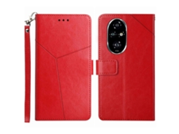 Capa De Couro Flip Para Honor 200 5g Com Linhas Em Y