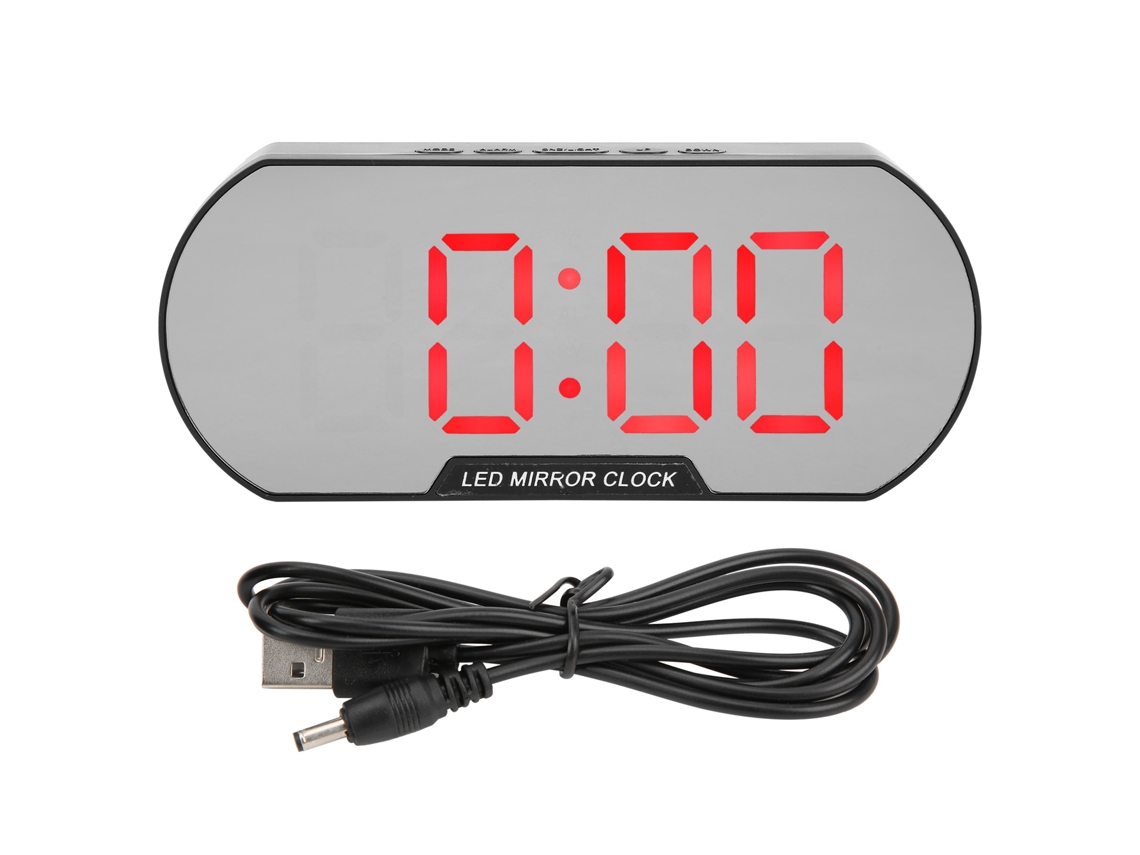 Reloj Despertador Digital Led Con Espejo de Maquillaje Usb Batería para Niños Mayores Dormitorio Oficina Hogar Escuela Rojo