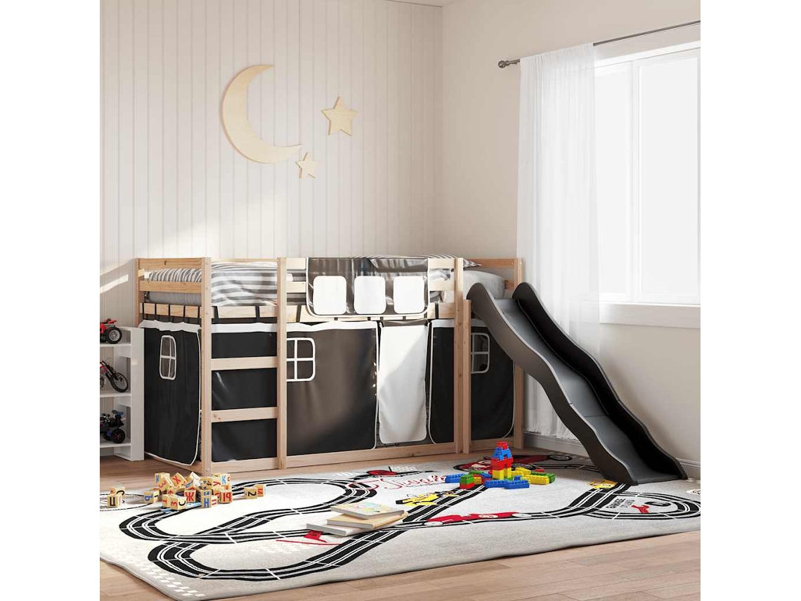 Beliche Com Escorrega E Cortinas 80x200 Cm Branco E Preto