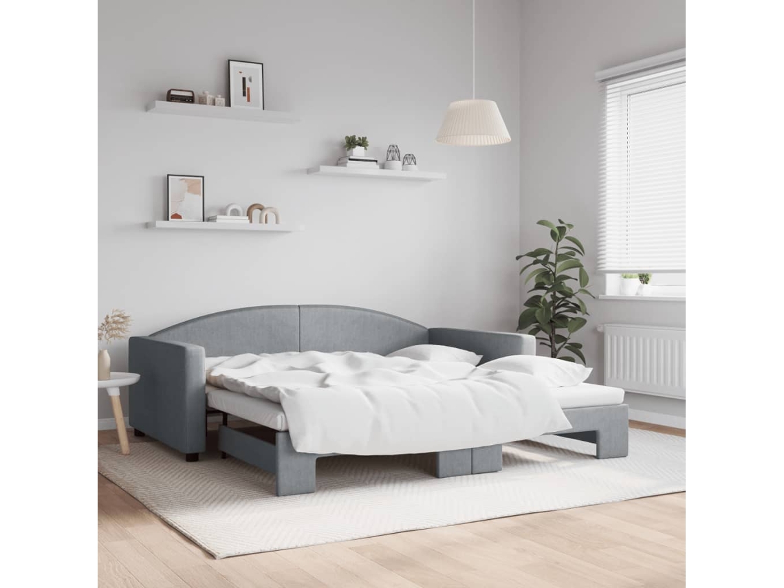 Vidaxl Sofá-cama Com Gavetão 100x190 Cm Tecido Cinzento-claro