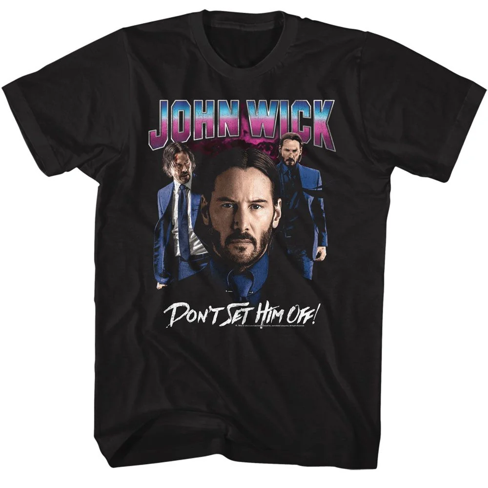 Rockinstone John Wick Shiny Lighting No Gun Black Adult T-shirt Size:l