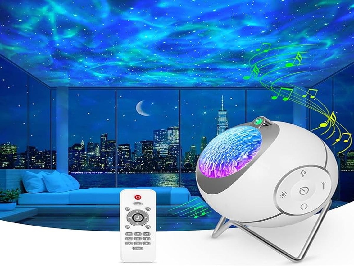 Lurelia Projetor Aurora Boreal Led, 4 Modos, Controlo Remoto, Usb, Rotação 360°, Rgb