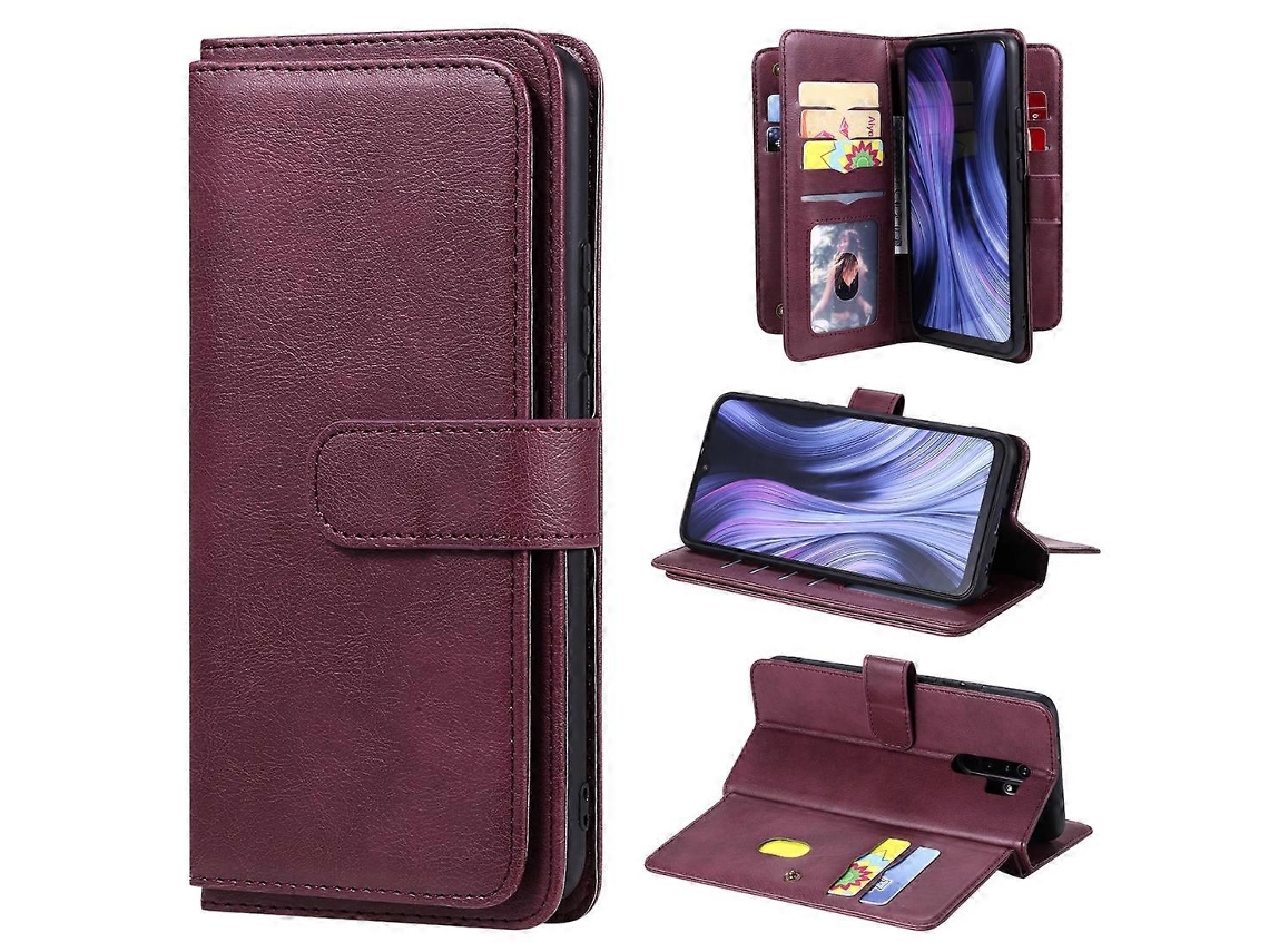 Capa Multifuncional De Couro Sintético Com Fecho Magnético De Cobre, Abertura Horizontal, 10 Compartimentos Para Cartões, Função Carteira, Suporte Par