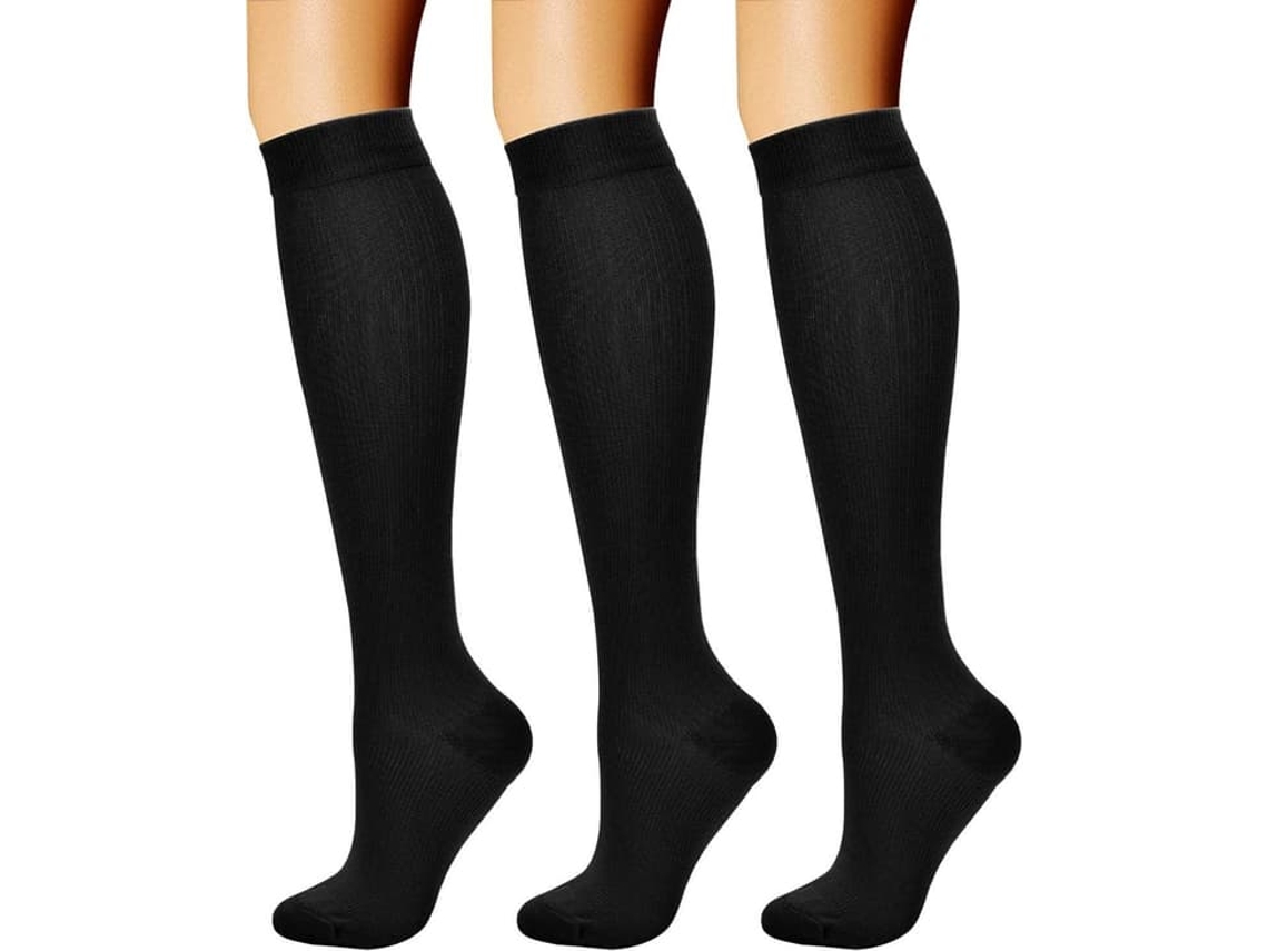Meias De Suporte Para Mulheres E Homens, Circulação Sanguínea, 3 Pares, Melhor Suporte Para Corrida E Ciclismo, Preto