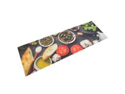 Vidaxl Tapete De Cozinha Lavável 60x180 Cm Veludo Padrão Vinho/jantar