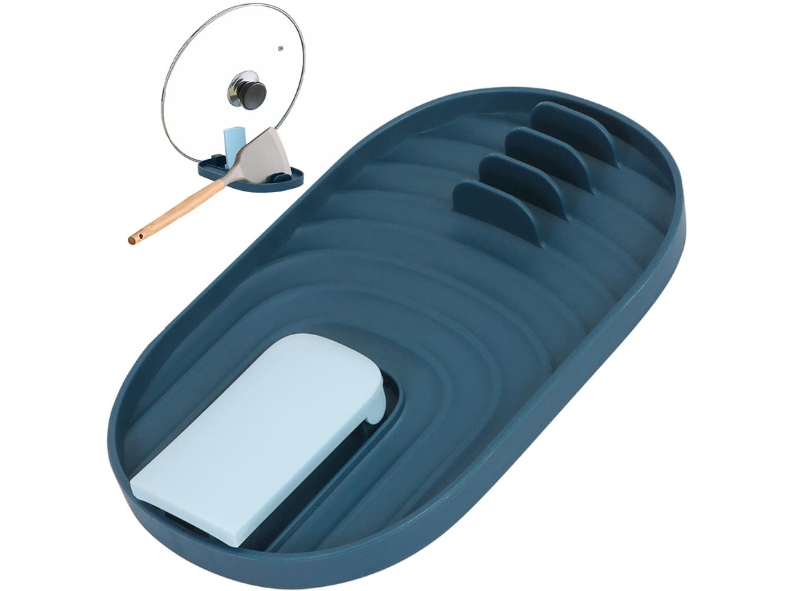 Porta-utensílios Com Apoio Para Tampa, Azul, Plástico, 4 Colheres, Próprio Máquina De Lavar Louça