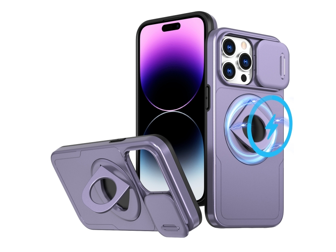 Capa Zruxe Compativel Com Iphone 14 Pro Max (camshield - Magsafe - Ring Holder - Armor - Roxo)