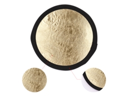Refletor fotográfico portátil dobrável de 30 cm/12 polegadas, prateado e dourado, com bolsa para estúdio e acessórios de iluminação.