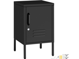 Mesa De Cabeceira De Metal Tectake Moderna Com 2 Compartimentos, Porta Magnética, 35x42,5x60,5cm, Mesa Auxiliar, Quarto Industrial, Preto