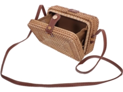 Bolsa De Ombro Quadrada Ciieeo Em Rattan Trançado À Mão, Estilo Retrô, Rattan Natural, Prática.