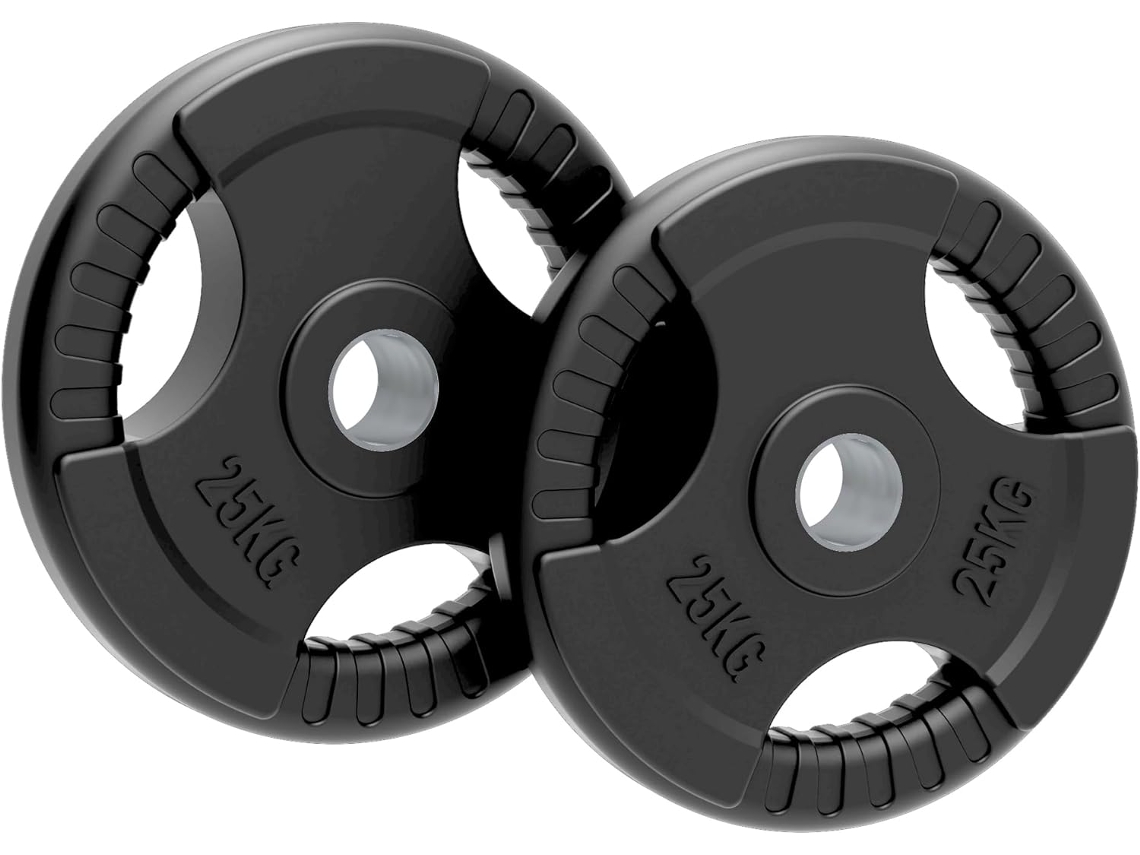 Body Revolution 2 X 25 Kg Discos Olímpicos Pretos - Ferro Fundido Com Revestimento Em Borracha E Pegas Tri-grip,