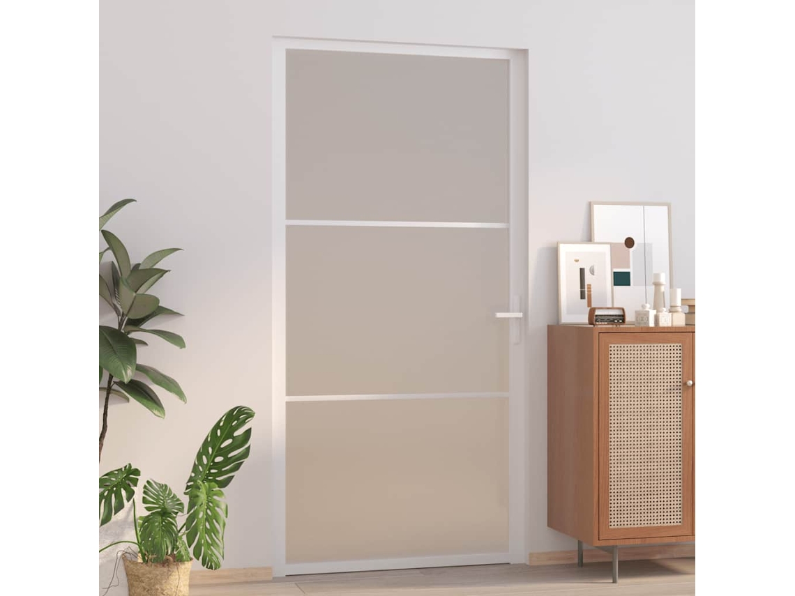 Vidaxl Porta De Interior 102,5x201,5 Cm Vidro Fosco E Alumínio Branco