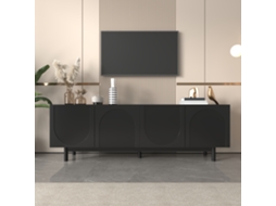 Estante TV Moderna Preta com Prateleiras Ajustáveis PAPRIKA (175x38x56 cm)