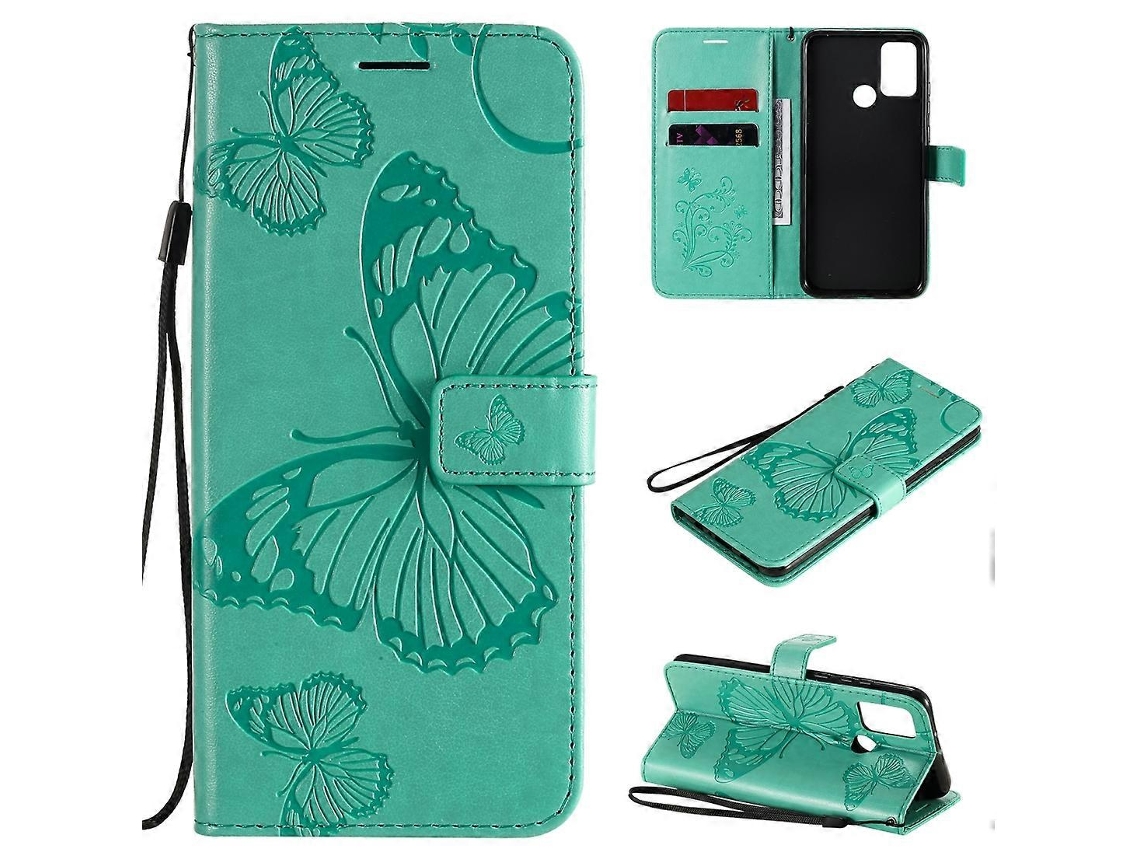 Capa De Couro Com Aba Horizontal, Padrão De Borboletas Em Relevo 3d, Com Suporte, Compartimento Para Cartões E Carteira Para Huawei Honor 9a.
