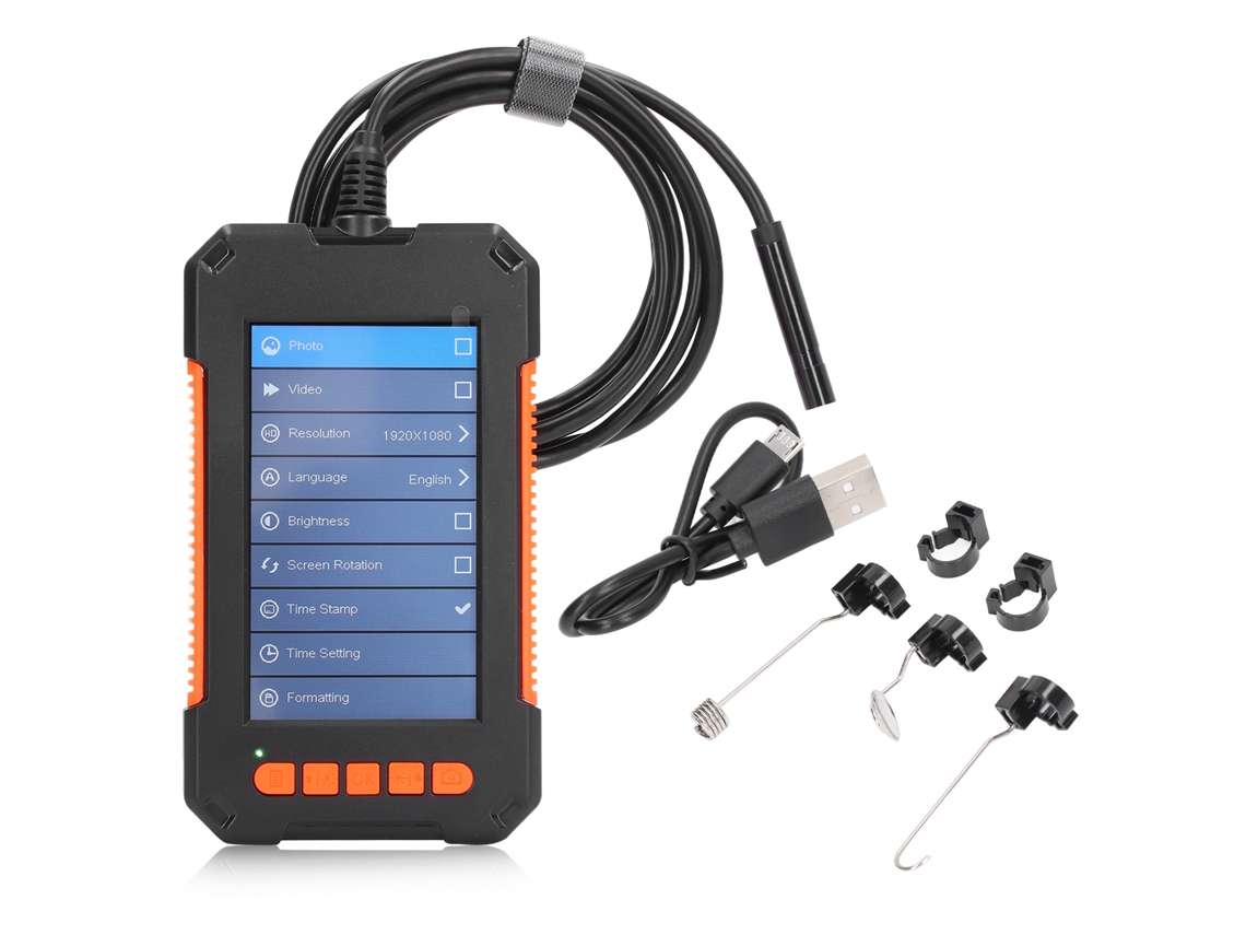 Endoscópio Industrial 1080p Borescope Câmera Inspeção 8mm Tela 4.3" Ip67 2m Sewer Camera