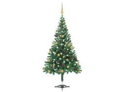 Vidaxl Árvore De Natal Artificial Pré-iluminada C/ Bolas 910 Ramos