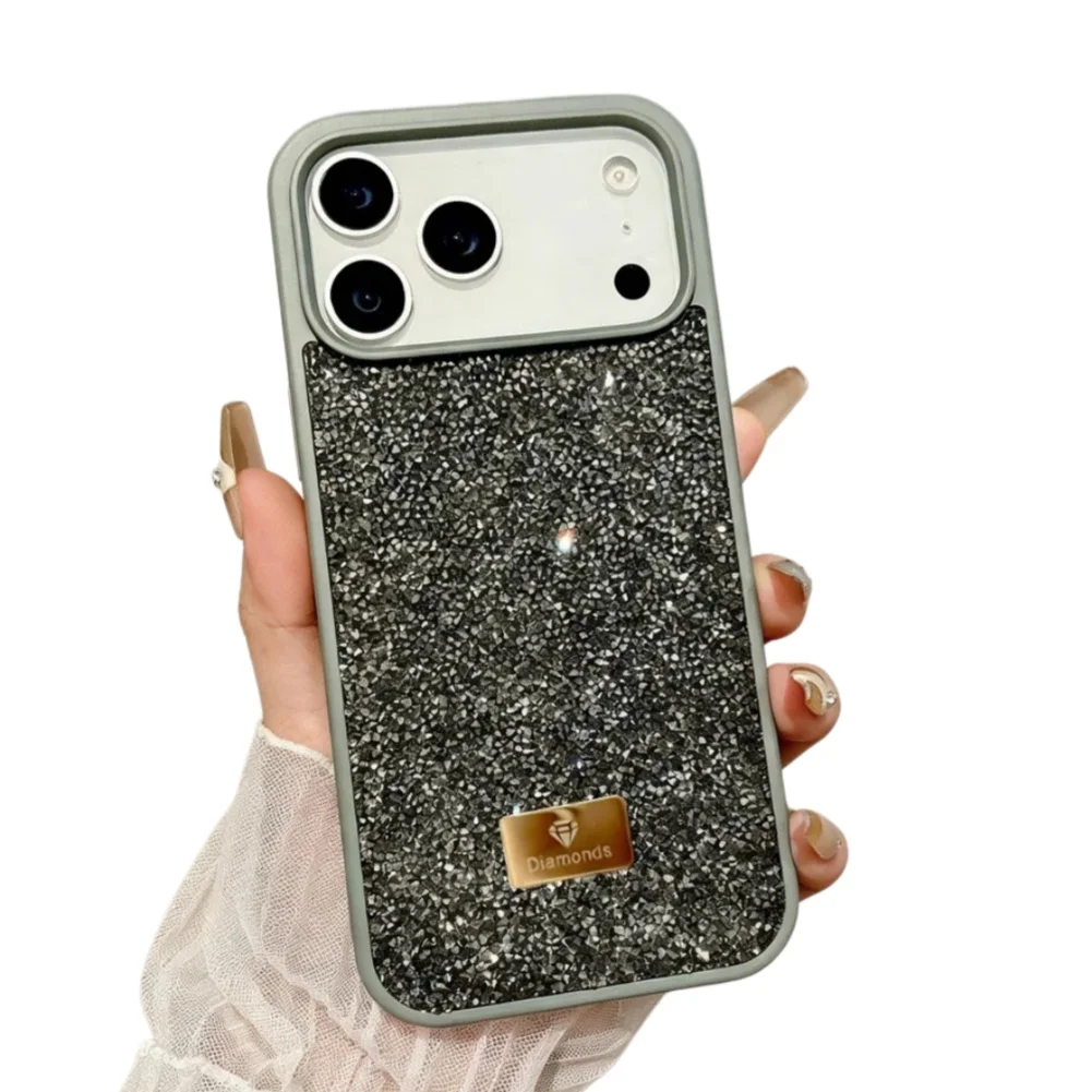 (cinza, Iphone 17) Capa De Celular Luxuosa E Deslumbrante Com Cobertura Total E Cravejada Com Strass De Zircônia.