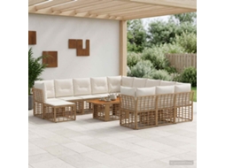 Vidaxl Conjunto De Sofá De Jardim 13 Unid. Natural E Branco Creme