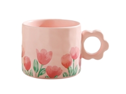 Caneca de Cerâmica de 270Ml com Flores Caneca Criativa para Casais Caneca de Café Da Manhã para Escritório NEVEANCE