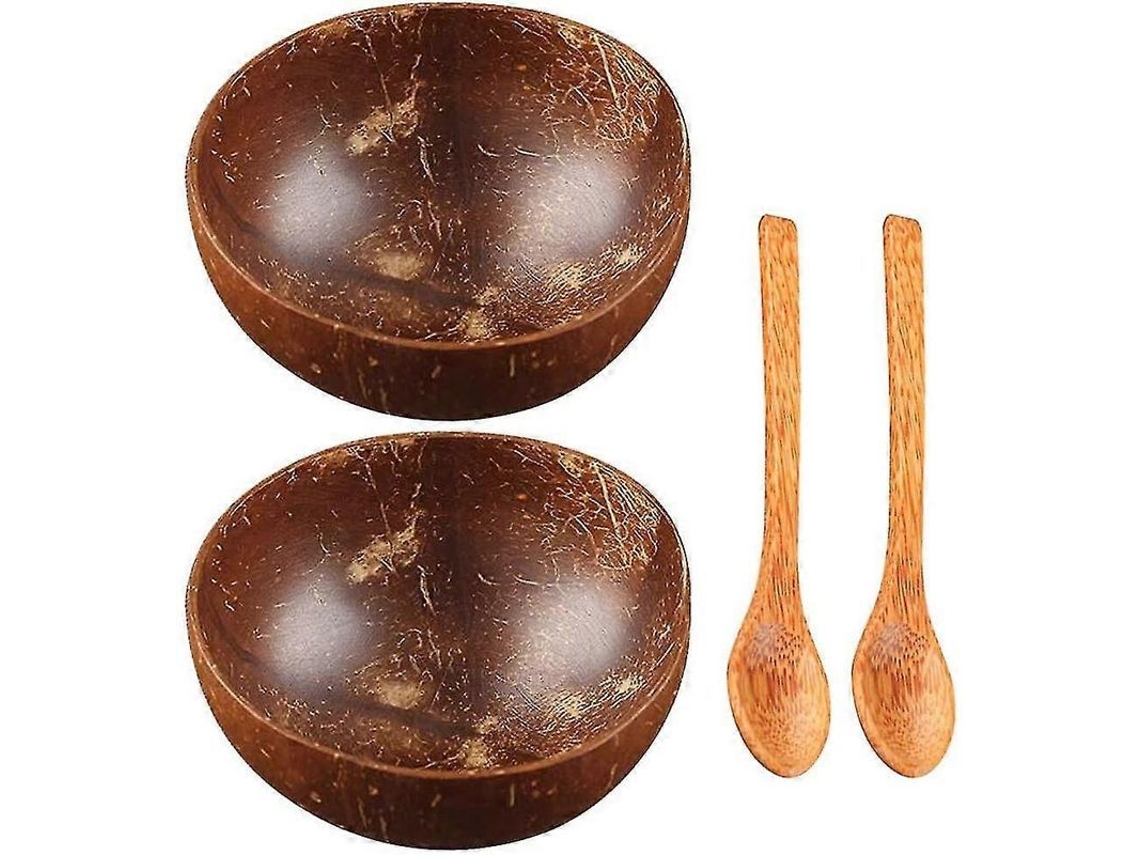 Conjunto De Tigelas De Coco Com Colher Artesanal - Eco-friendly, Único E Ideal Para Pratos Saudáveis