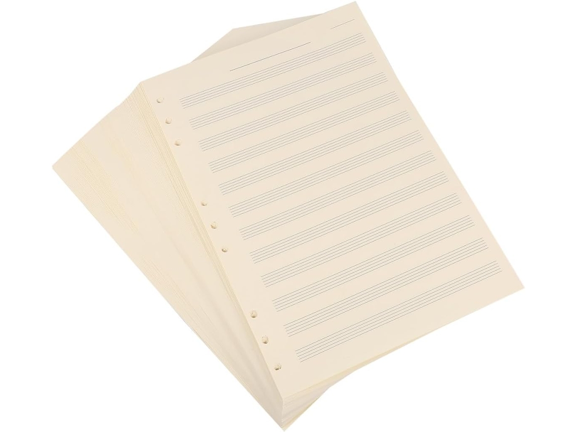 Papel Para Recarga De Manuscritos, Folhas Soltas, 2 Mm, 12 Linhas, 100 Folhas Em Branco, Ideal Para Cadernos De Música Gokoco