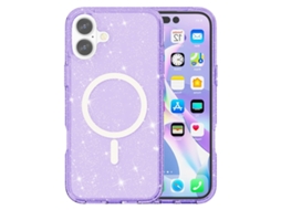 Capa Para Iphone 17 Magsafe Com Glitter Em Pó - Roxa
