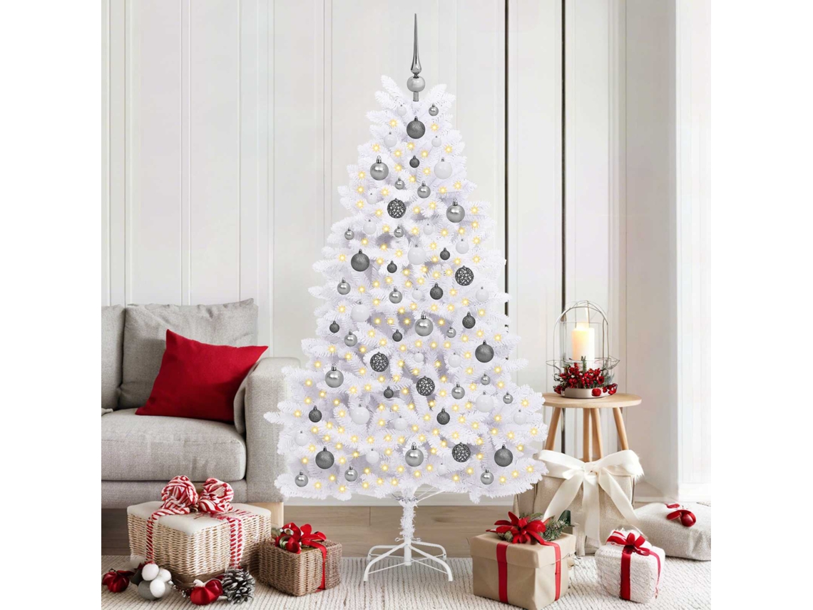 Vidaxl Árvore De Natal Artificial Branco 90 X 90 X 180 Cm Pvc E Metal