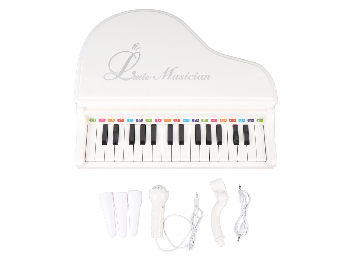 Brinquedo Piano Musical Com 31 Teclas, Controle De Volume, Microfone E Mp3 Para Iniciantes Branco