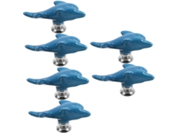Conjunto De 6 Puxadores Gaveta Em Cerâmica Com Design Golfinho Para Armários Cozinha Sólido E Elegante