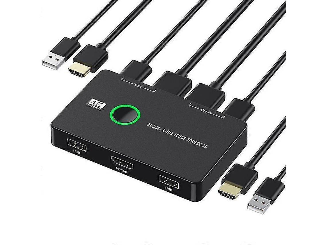 Switch Kvm De 2 Portas, Compatível Com Usb E Hdmi, Para Compartilhar Teclado, Mouse Impressora Entre Computadores db