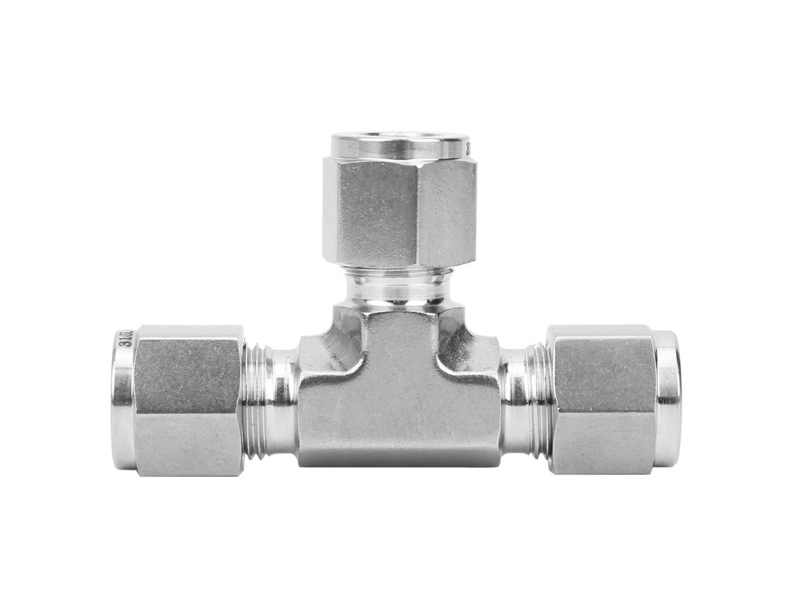 Conector De Bainha De Compressão Tee De Aço Inoxidável 316 Com Diâmetro Igual Ss‑600‑3ф3/8