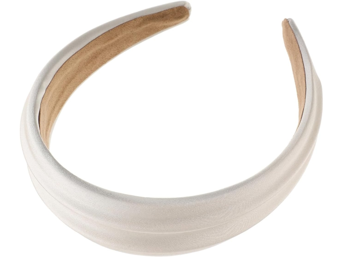 Faixa De Cabelo Feminina Em Tecido Bege Grosso, Larga E Elegante.