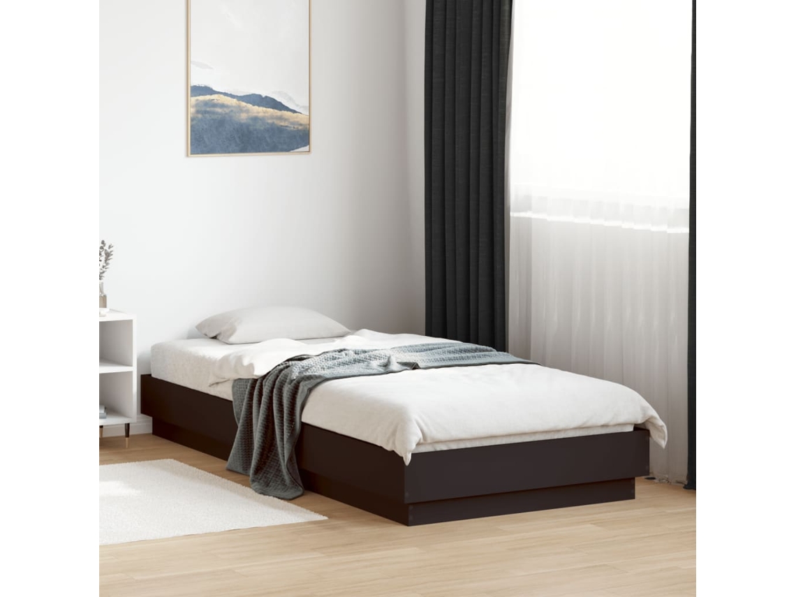 Estrutura De Cama 100x200 Cm Derivados De Madeira Preto