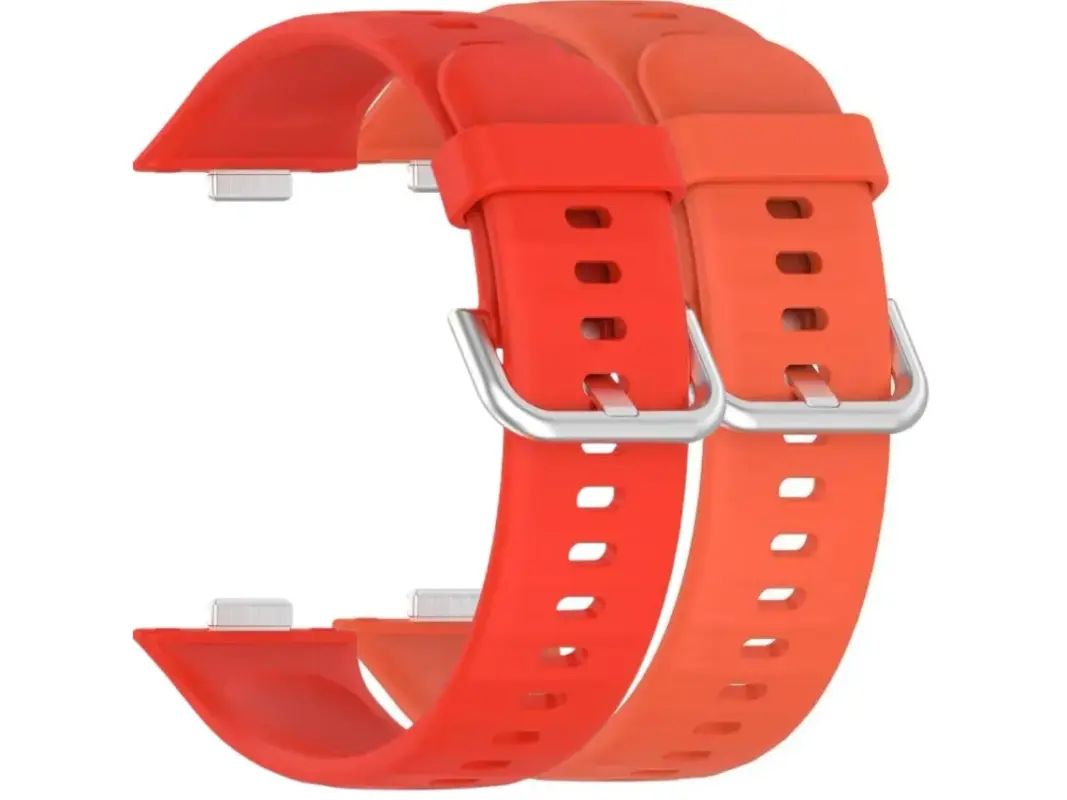 Pacote com 2 pulseiras de silicone Szsmart com fecho de metal para Huawei Watch Fit 3 (vermelho e laranja)