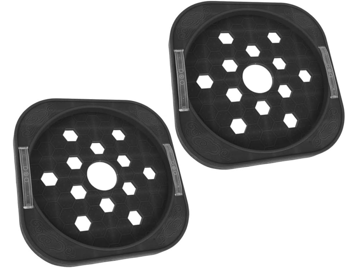 Conjunto de 2 suportes móveis redondos em plástico e aço inoxidável, super estáveis e com alta capacidade para botijões.