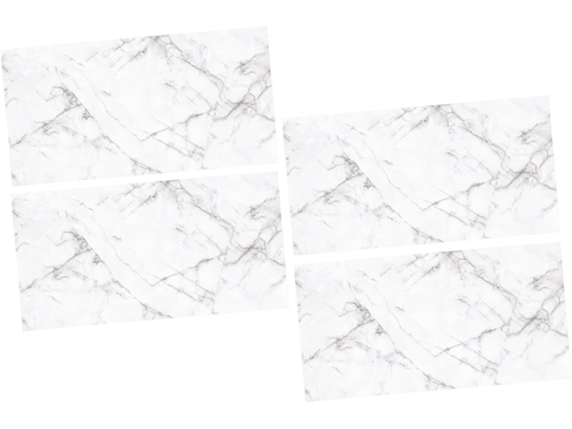 Conjunto De 4 Adesivos De Parede Autoadesivos Em Película Cristalina Com Estampa De Mármore Branco.