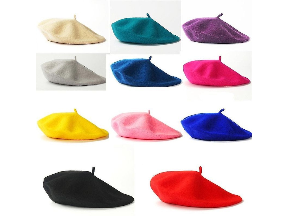 Gorro feminino de lã, cor sólida, modelo boina, quente, tamanho único 27,5-28 cm, modelo 2026.