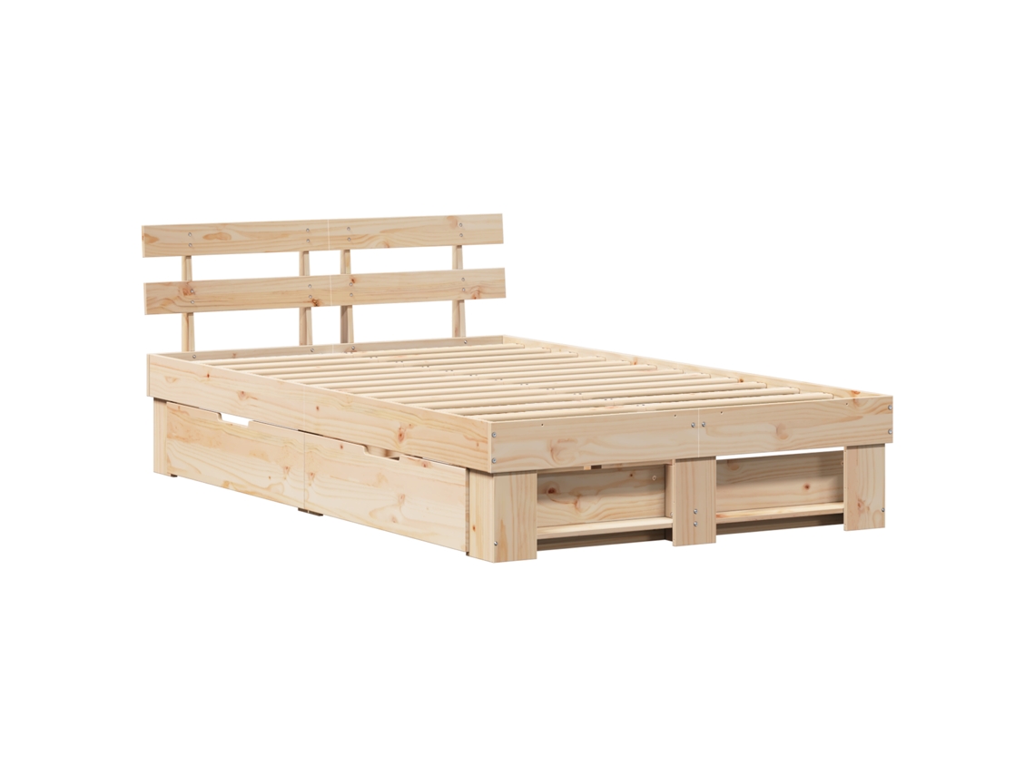Estrutura Da Cama Com Gaveta Com Cabeceira Com Armazenamento Castanho Vidaxl (120x190 Cm)