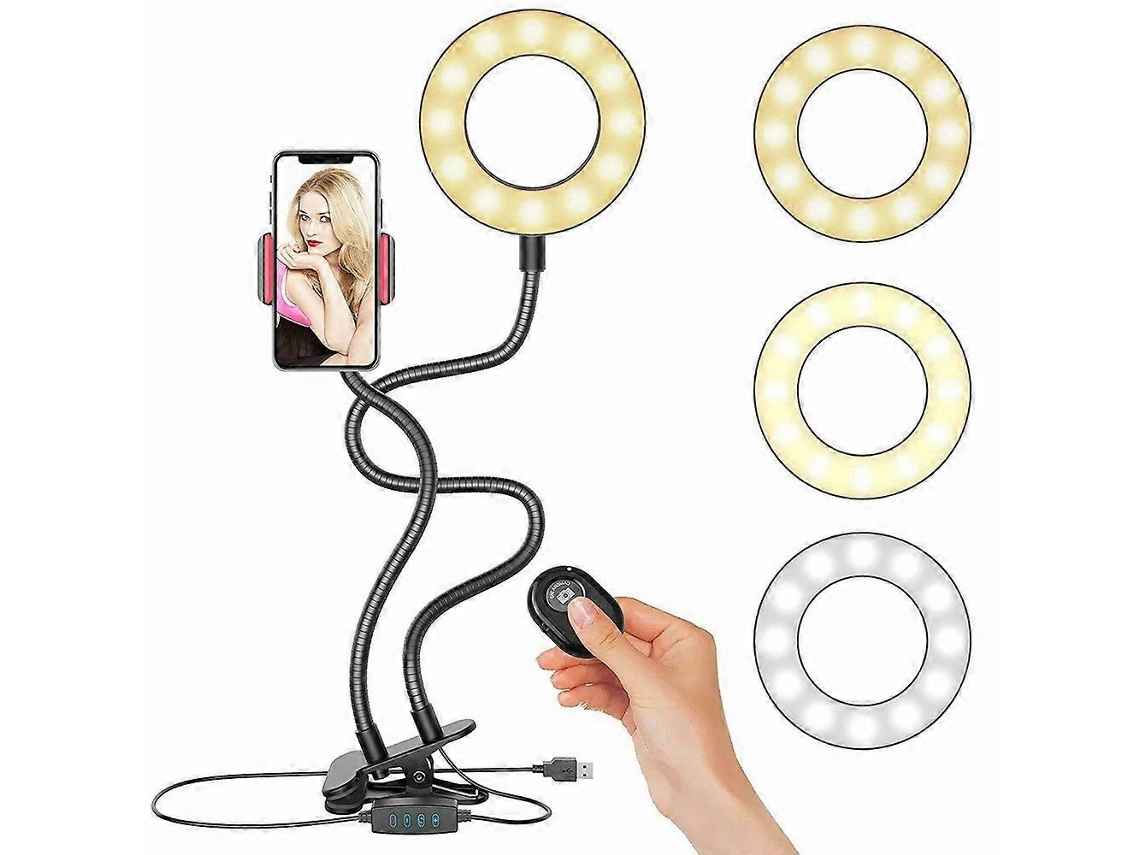 Ring Light Com Braço Longo E Suporte Para Celular Para Transmissões Ao Vivo E Chat Online