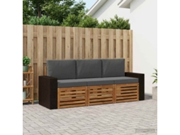 Vidaxl Conjuntos De Sofás Com Almofada 3 Pcs Madeira Sólida De Acácia
