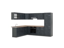 Cozinha de canto R-Line, 227 x 287 cm PT Carvalho, Concreto Preto/Antracite, Vicco