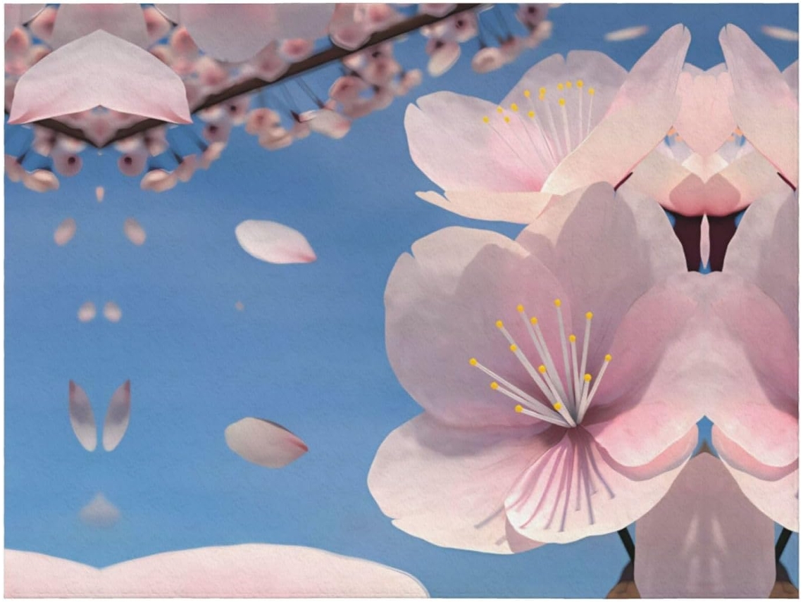 Colcha de Flanela com Estampa Flor Cerejeira Macia e Aconchegante para Sofá Quarto 101 6 X 76 2 Cm, Macio, Q