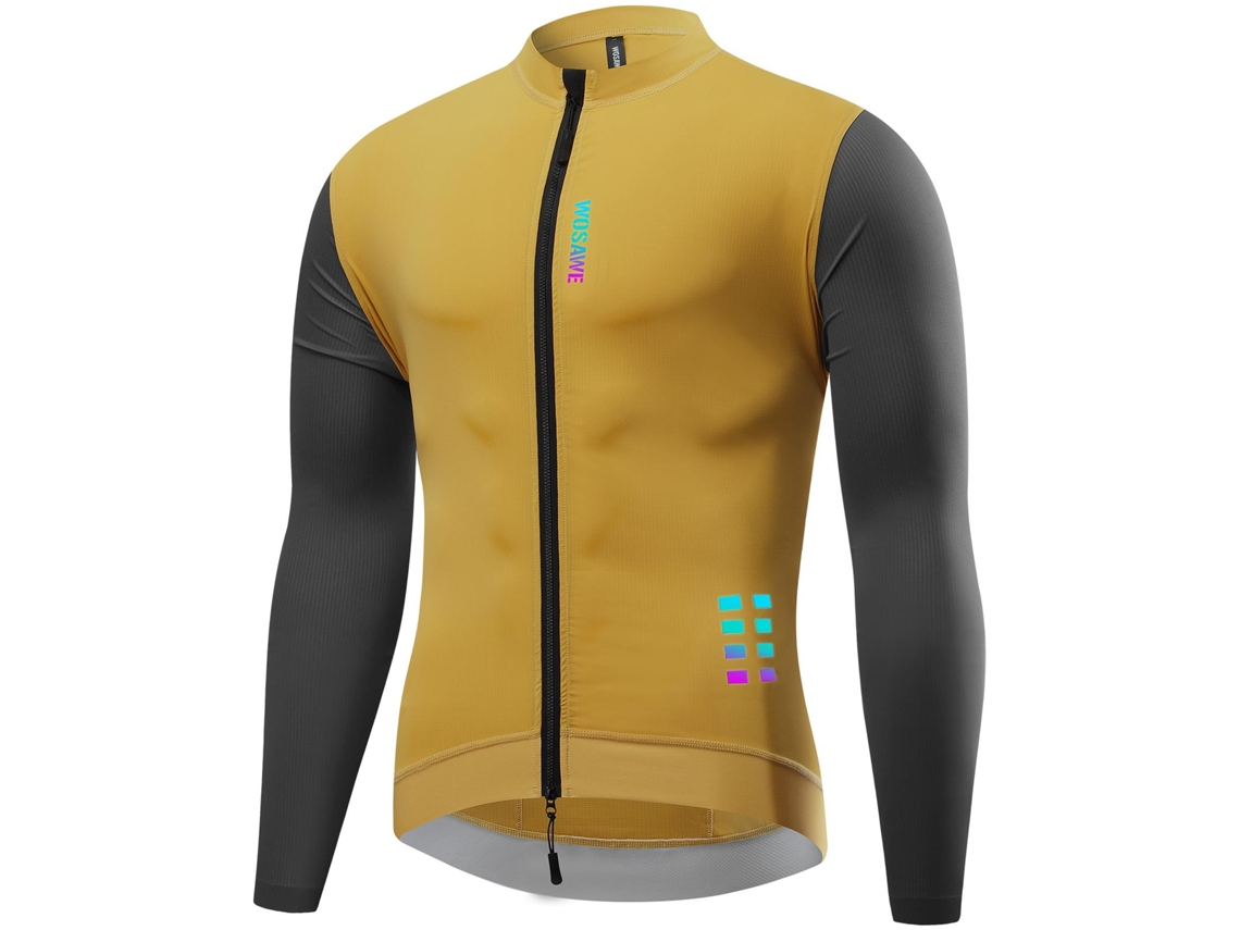 Jersey de Ciclismo de Manga Longa, Transpirable, Refletivo, Seca Rápido, Elástico, S/MARCA