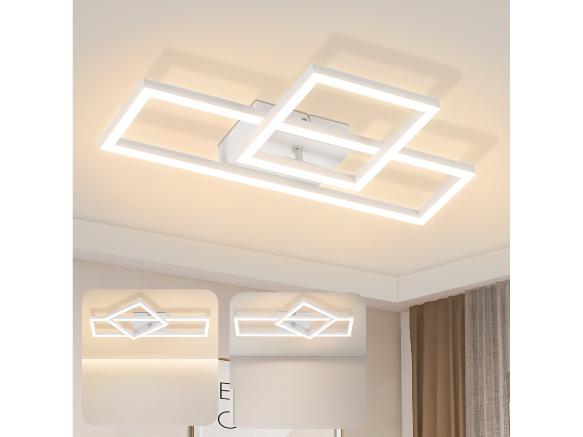Led Luz De Teto Sala Estar 20w Design Moderno Lâmpada Cozinha Branco Quente Quadrado Branco Nettlife