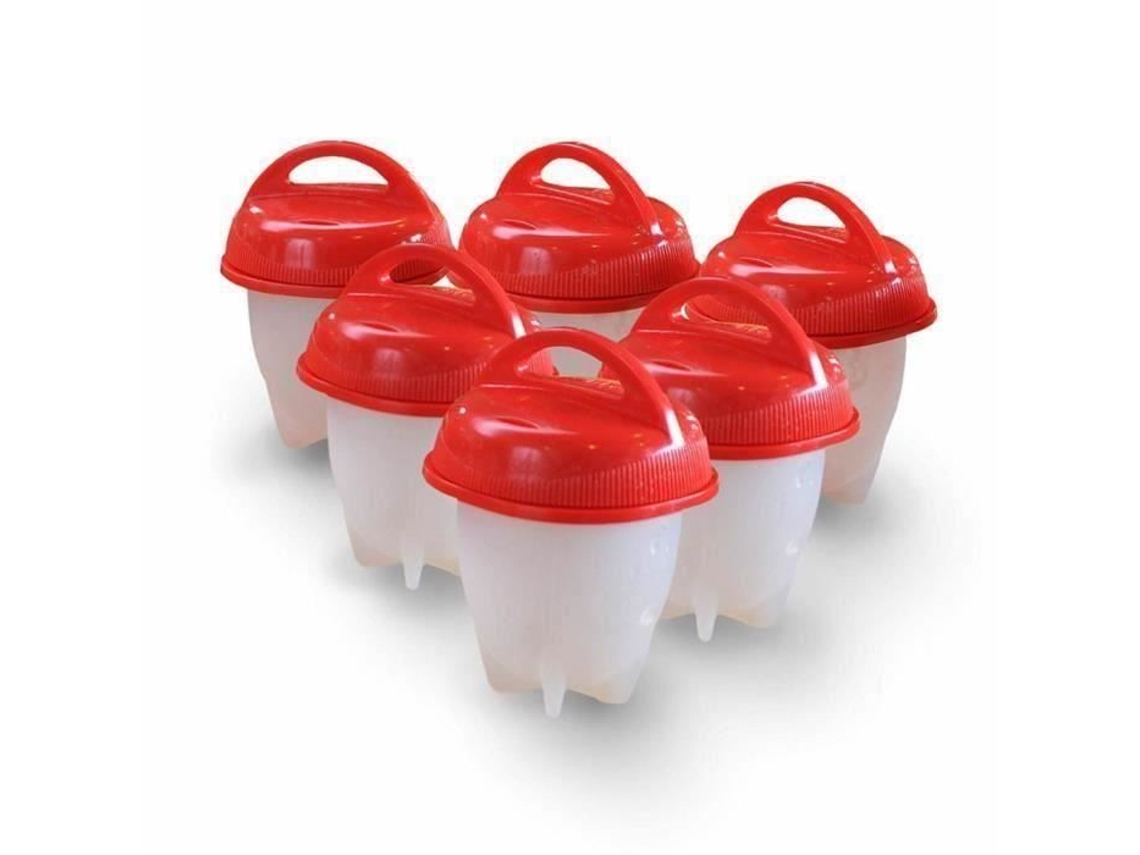 SHA 6 Pcs - Egglettes série ovo fogão ovos cozidos sem casca Copos de ovo de silicone antiaderentes vermelhos S/MARCA