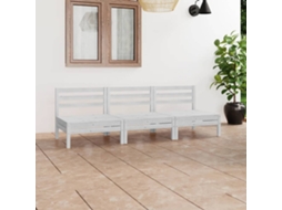 Vidaxl 3 Pcs Conjunto Lounge De Jardim Pinho Maciço Branco