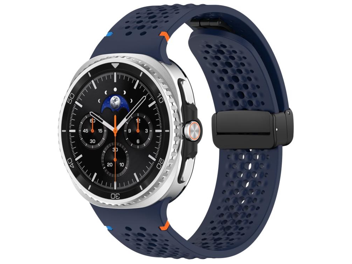 Bracelete para Samsung Galaxy Watch 8 / 8 Classic Silicone Respirável com Padrão Colmeia e Fivela Magnética Preta Azul Meia noite XIAOMOYU
